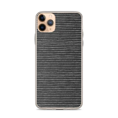 tightly woven horizontal pinstripes in charcoal and soft grey resembling fine suiting fabric texture on mockup Dark Pinstripe Texture Clear Case - default view