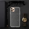 Dark Pinstripe Texture Clear Case for iPhone — tightly woven horizontal pinstripes in charcoal and soft grey resembling fine