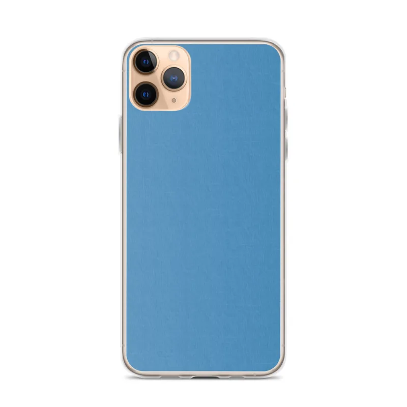 Serene Sky Blue Clear Case for iPhone — solid flat sky blue in a smooth matte-like tone with subtle texture variation across