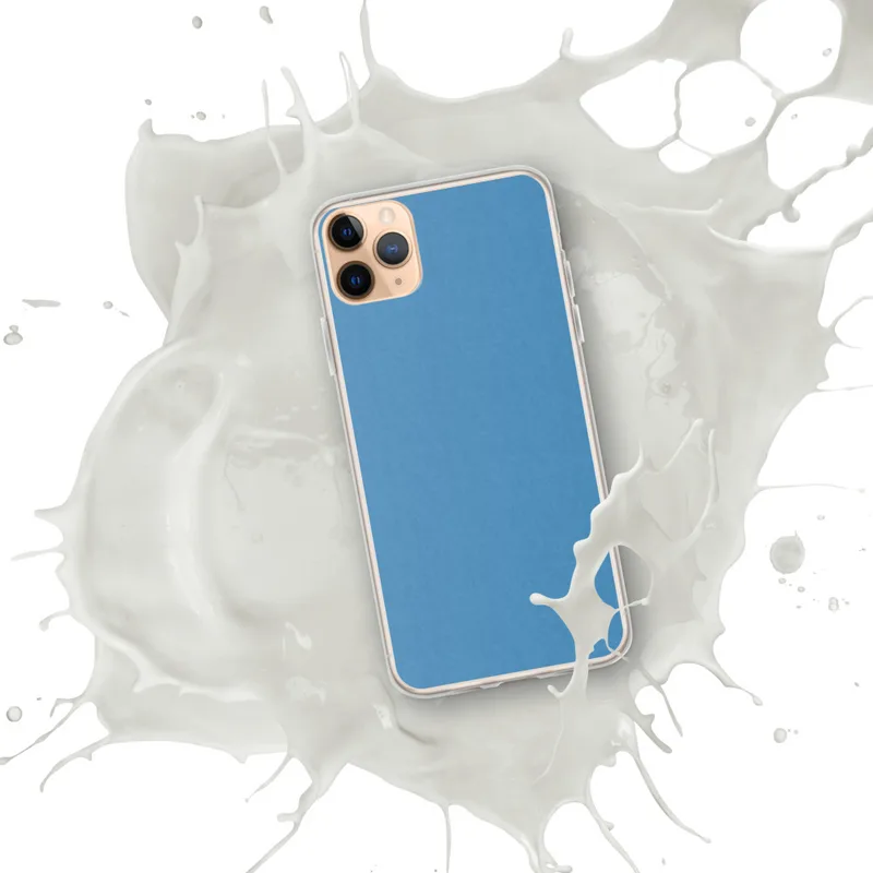 Serene Sky Blue Clear Case for iPhone — solid flat sky blue in a smooth matte-like tone with subtle texture variation across