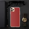 Bold Crimson Minimalist Clear Case for iPhone — solid deep crimson red fill covering the entire surface in a flat