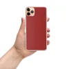 Bold Crimson Minimalist Clear Case for iPhone — solid deep crimson red fill covering the entire surface in a flat