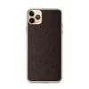 Dark Crackle Earth Clear Case for iPhone — cracked earth texture in deep espresso and dark brown tones with fine fracture