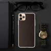 Dark Crackle Earth Clear Case for iPhone — cracked earth texture in deep espresso and dark brown tones with fine fracture