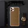 Burnished Leather Texture Clear Case for iPhone — fine crackled leather grain pattern in warm sienna and tan tones