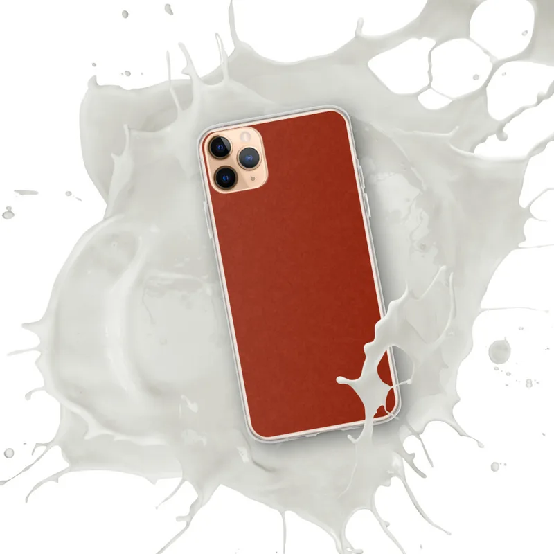 Crimson Ember Clear Case for iPhone — deep crimson red surface with a subtle crackled lacquer texture pattern in tonal dark