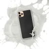 Dark Leather Texture Clear Case for iPhone — close-up black leather grain texture with natural variation in deep charcoal