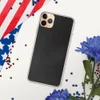 Dark Leather Texture Clear Case for iPhone — close-up black leather grain texture with natural variation in deep charcoal