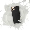 Scratched Black Leather Clear Case for iPhone — close-up black leather surface with natural grain pores and scattered fine