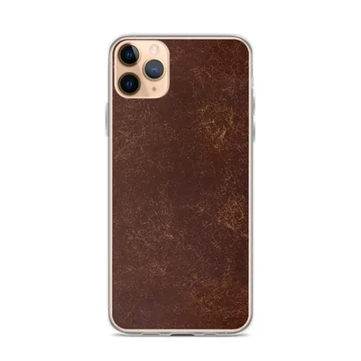 distressed dark mahogany leather surface with cracked, aged creasing and warm tan highlights throughout on mockup Worn Leather Texture Clear Case - default view