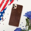 Worn Leather Texture Clear Case for iPhone — distressed dark mahogany leather surface with cracked, aged creasing and warm
