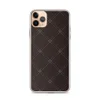 Dark Diamond Stitch Clear Case for iPhone — diagonal diamond grid with double-stitched lines on a deep espresso brown