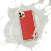 Crimson Diamond Quilted Clear Case for iPhone — repeating diamond lattice grid with fine white stitched lines on a deep