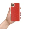 Crimson Diamond Quilted Clear Case for iPhone — repeating diamond lattice grid with fine white stitched lines on a deep