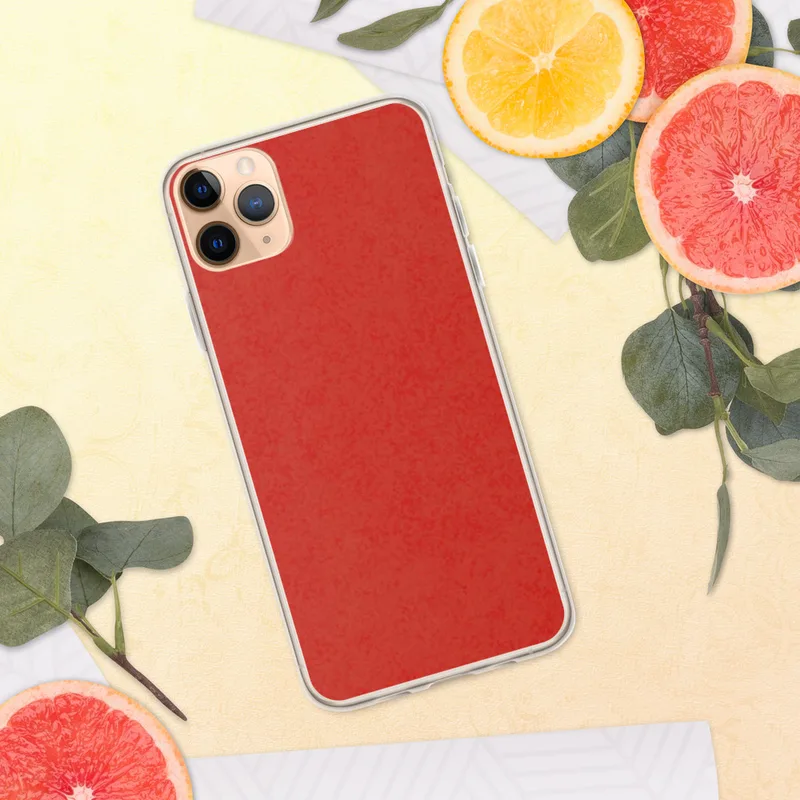 Bold Crimson Texture Clear Case for iPhone — mottled crimson red texture with subtle tonal variation across a warm scarlet