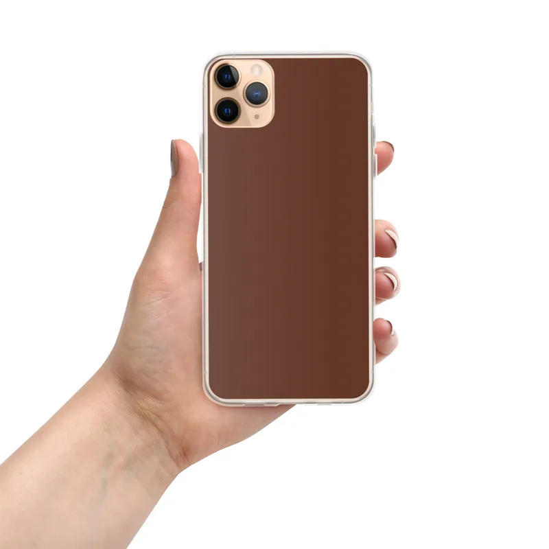 Rich Cognac Minimal Clear Case for iPhone — solid deep cognac reddish-brown color field with smooth, matte-like finish