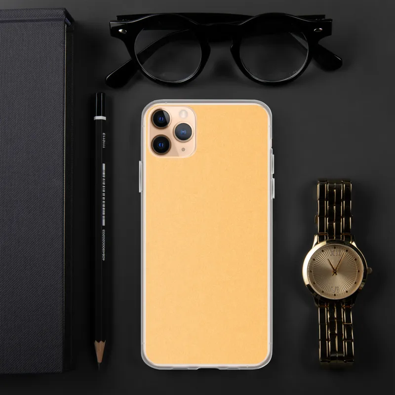 Golden Peach Minimalist Clear Case for iPhone — solid warm golden peach flat color wash on a smooth, evenly toned surface