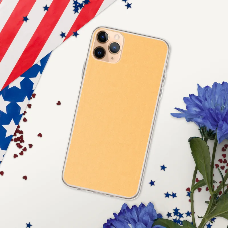 Golden Peach Minimalist Clear Case for iPhone — solid warm golden peach flat color wash on a smooth, evenly toned surface