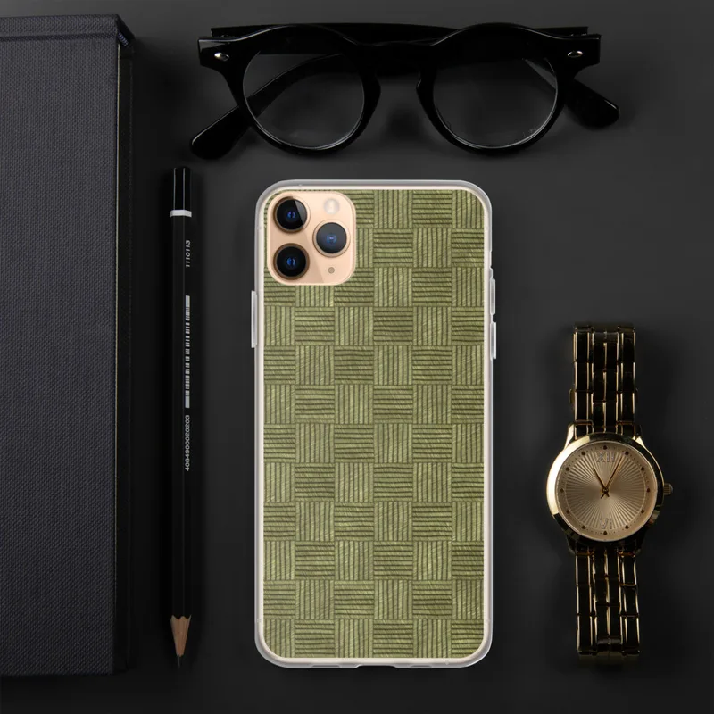 Woven Basket Weave Clear Case for iPhone — repeating grid of alternating horizontal and vertical woven stripe squares
