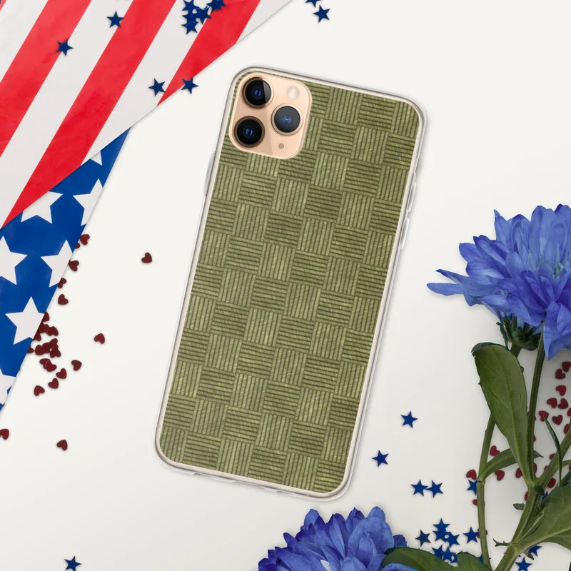 Woven Basket Weave Clear Case for iPhone — repeating grid of alternating horizontal and vertical woven stripe squares