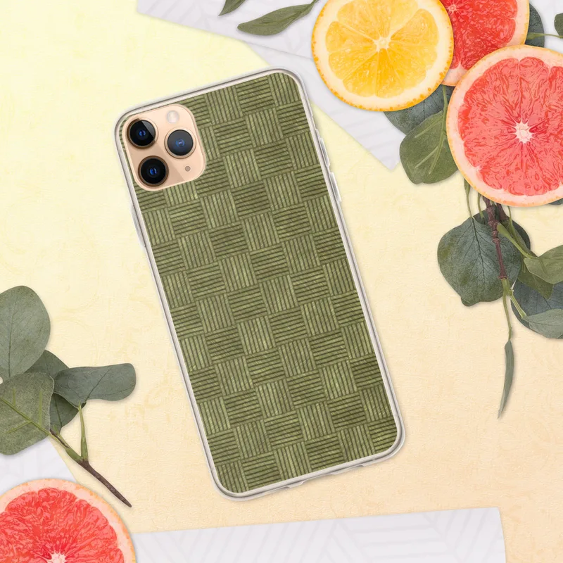 Woven Basket Weave Clear Case for iPhone — repeating grid of alternating horizontal and vertical woven stripe squares