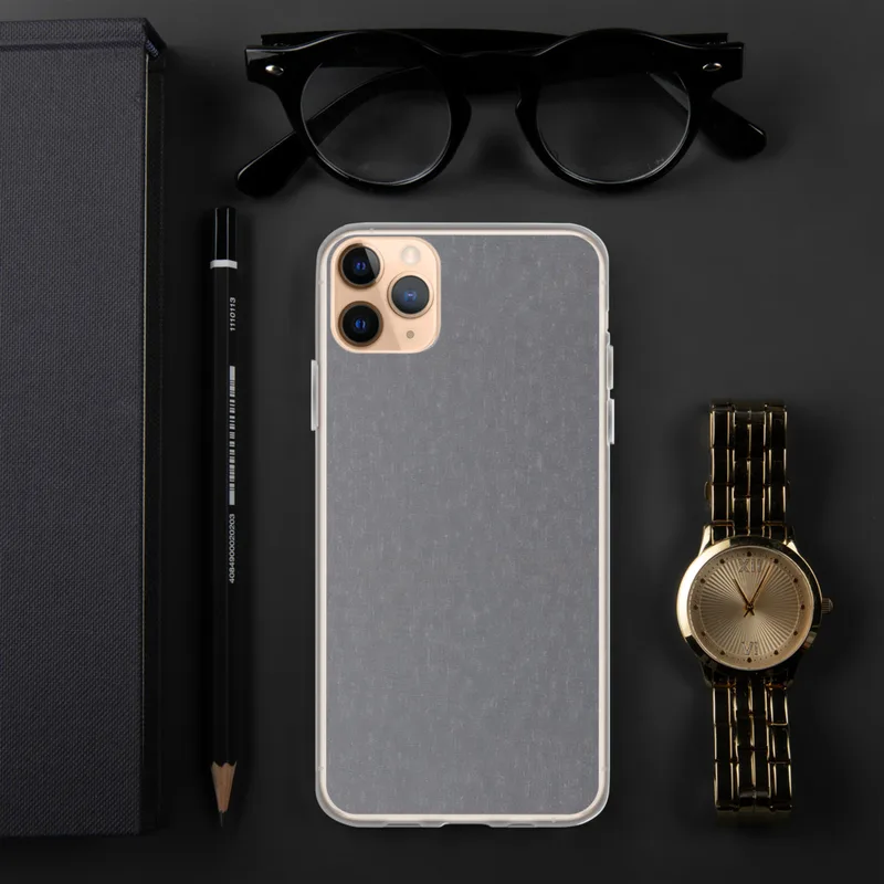 Steel Blue Chambray Clear Case for iPhone — woven chambray fabric texture in muted steel blue and warm gray tones
