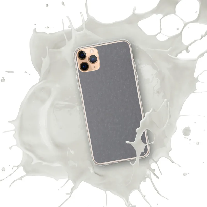 Steel Blue Chambray Clear Case for iPhone — woven chambray fabric texture in muted steel blue and warm gray tones