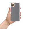Steel Blue Chambray Clear Case for iPhone — woven chambray fabric texture in muted steel blue and warm gray tones