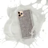 Raw Fiber Texture Clear Case for iPhone — close-up photographic texture of gray industrial felt with scattered fibers