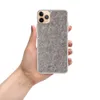 Raw Fiber Texture Clear Case for iPhone — close-up photographic texture of gray industrial felt with scattered fibers