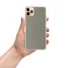 Subtle Texture Minimalist Clear Case for iPhone — fine woven textile pattern in muted sage green and warm grey tones