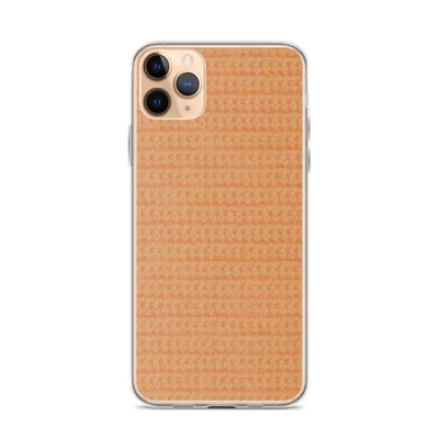 close-up woven knit fabric texture in soft peach and apricot tones with a repeating horizontal stitch pattern on mockup Warm Peach Woven Texture Case - default view