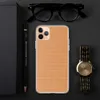 Warm Peach Woven Texture Clear Case for iPhone — close-up woven knit fabric texture in soft peach and apricot tones