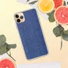 Classic Denim Texture Clear Case for iPhone — close-up woven indigo denim fabric texture with diagonal twill pattern in deep