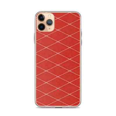 repeating diamond grid pattern with cream double-stitch lines on a rich red textured background on mockup Red Diamond Quilted Pattern Case - default view