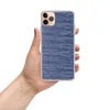 Ocean Wave Knit Clear Case for iPhone — tightly woven horizontal rows of cobalt blue and white in a heathered knit textile