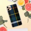 Royal Blue Tartan Clear Case for iPhone — traditional Scottish tartan plaid with black base and bold stripes of royal blue