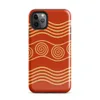 Glossy Golden Waves Ancient Spiral Tough Case for iPhone — gold concentric spirals and undulating wave bands on a deep