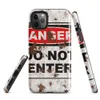 Glossy Danger Do Not Enter Tough Case for iPhone — distressed white rusted metal surface with a bold black-bordered warning