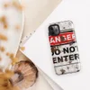 Glossy Danger Do Not Enter Tough Case for iPhone — distressed white rusted metal surface with a bold black-bordered warning