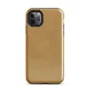 Glossy Golden Warmth Minimalist Tough Case for iPhone — smooth brushed golden amber surface with subtle tonal texture