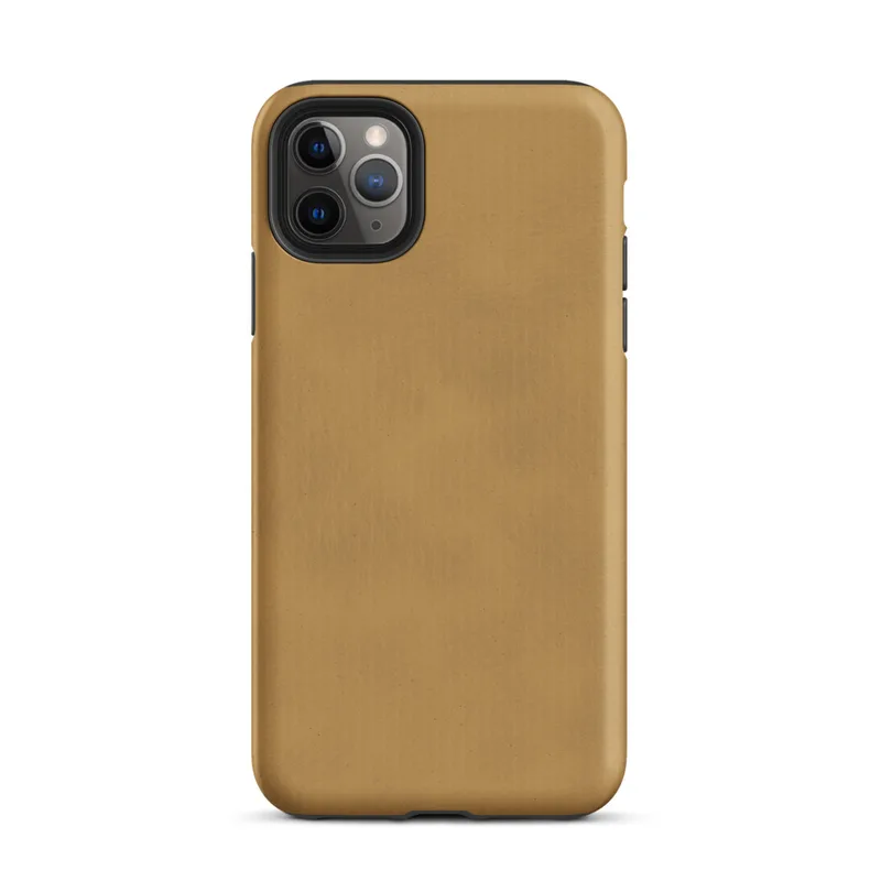 Matte Golden Warmth Minimalist Tough Case for iPhone — smooth brushed golden amber surface with subtle tonal texture