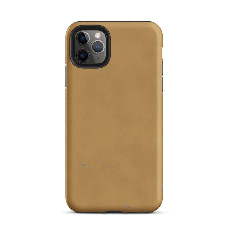 Matte Golden Sand Texture Tough Case for iPhone — worn golden ochre painted surface with subtle brush strokes and scattered