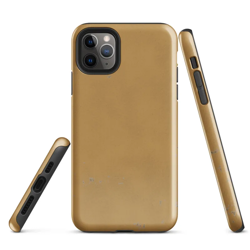 Glossy Golden Sand Texture Tough Case for iPhone — worn golden ochre painted surface with subtle brush strokes and scattered