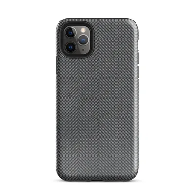 close-up seamless dark charcoal knit fabric pattern with tiny scattered deep red flecks on a near-black background on Glossy Dark Knit Texture Tough Case - default view