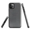 Glossy Dark Knit Texture Tough Case for iPhone — close-up seamless dark charcoal knit fabric pattern with tiny scattered