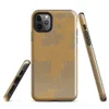 Glossy Worn Cardboard Texture Tough Case for iPhone — peeling kraft paper revealing corrugated cardboard fluting beneath