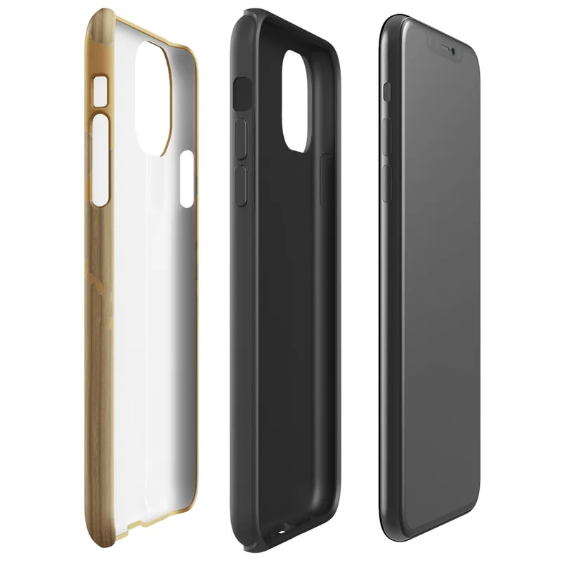 Glossy Worn Cardboard Texture Tough Case for iPhone — peeling kraft paper revealing corrugated cardboard fluting beneath