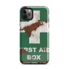 Glossy Rusted First Aid Survivor Tough Case for iPhone — weathered green first aid box sign with white cross, heavy rust