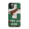 Matte Rusted First Aid Survivor Tough Case for iPhone — weathered green first aid box sign with white cross, heavy rust